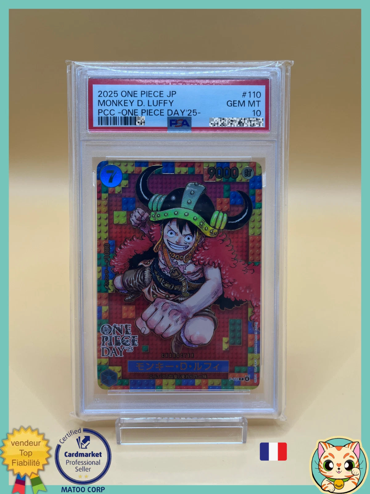 Carte One Piece Monkey D. Luffy (P-110) – One Piece Day 2025 – PSA 10 Édition Japonaise